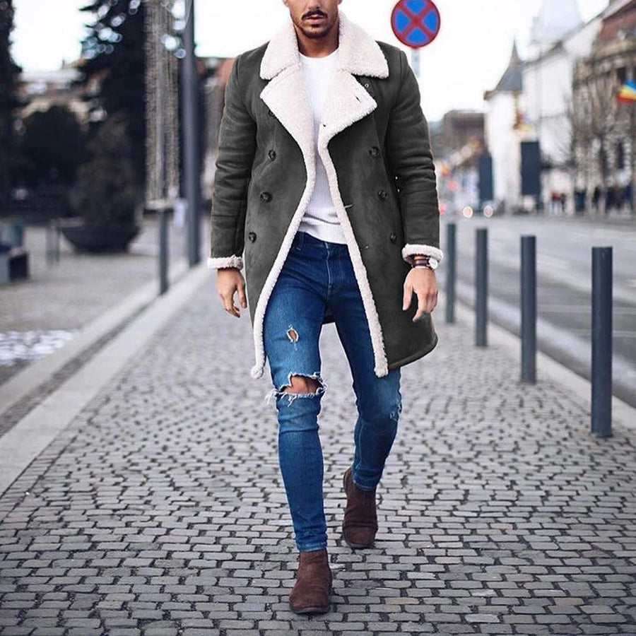 Herren modischer Langmantel mit weich gefüttertem Kragen Aliams