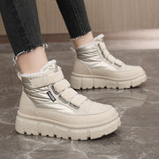 Damen Winterstiefel mit warmem Fleece-Futter und praktischen Klettverschlüssen
