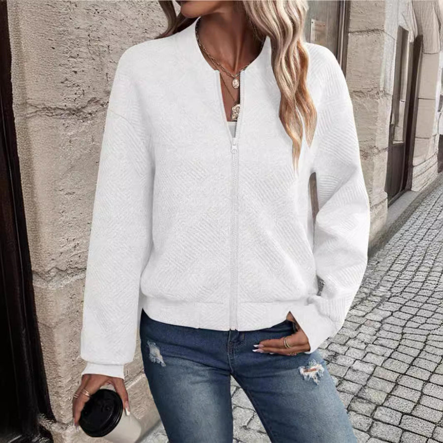 Damen sportliche Bomberjacke mit strukturiertem Design und hohen Bündchen Heidi-Mode
