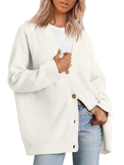 Damen Oversized Strickjacke | Mit Knopfleiste
