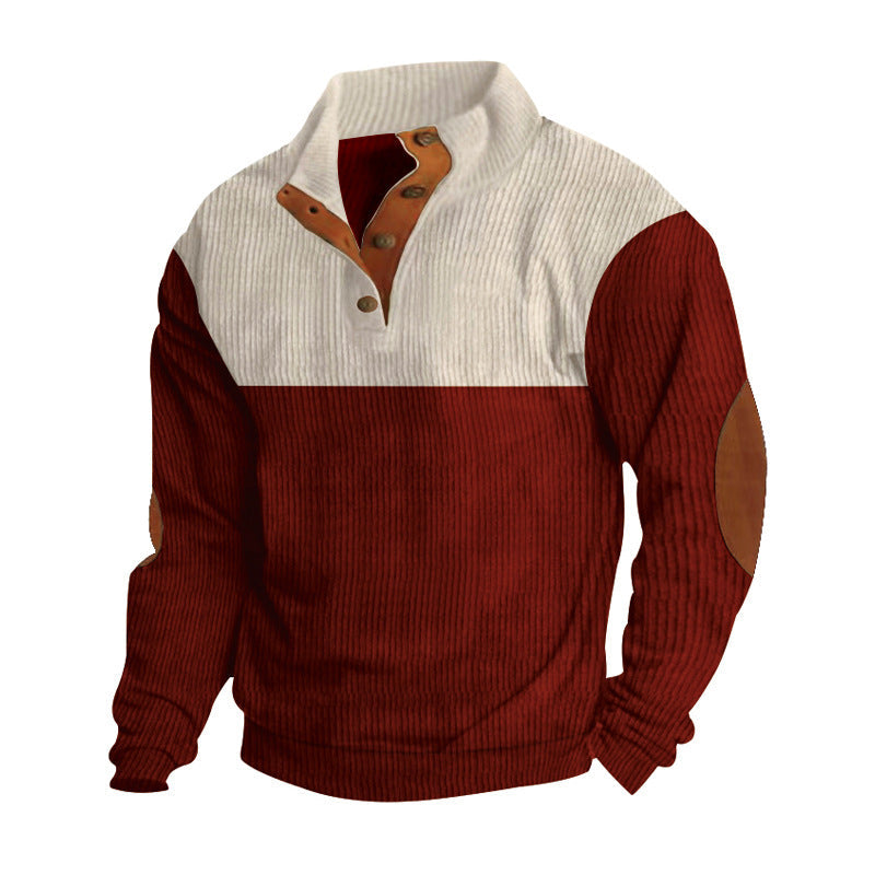 Herren modischer Stehkragen-Pullover mit eleganten Knöpfen Aliams