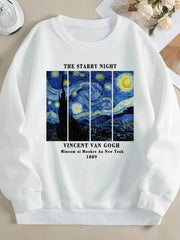 Damen Sweatshirt mit künstlerischem Van Gogh Motiv und modernem Druck