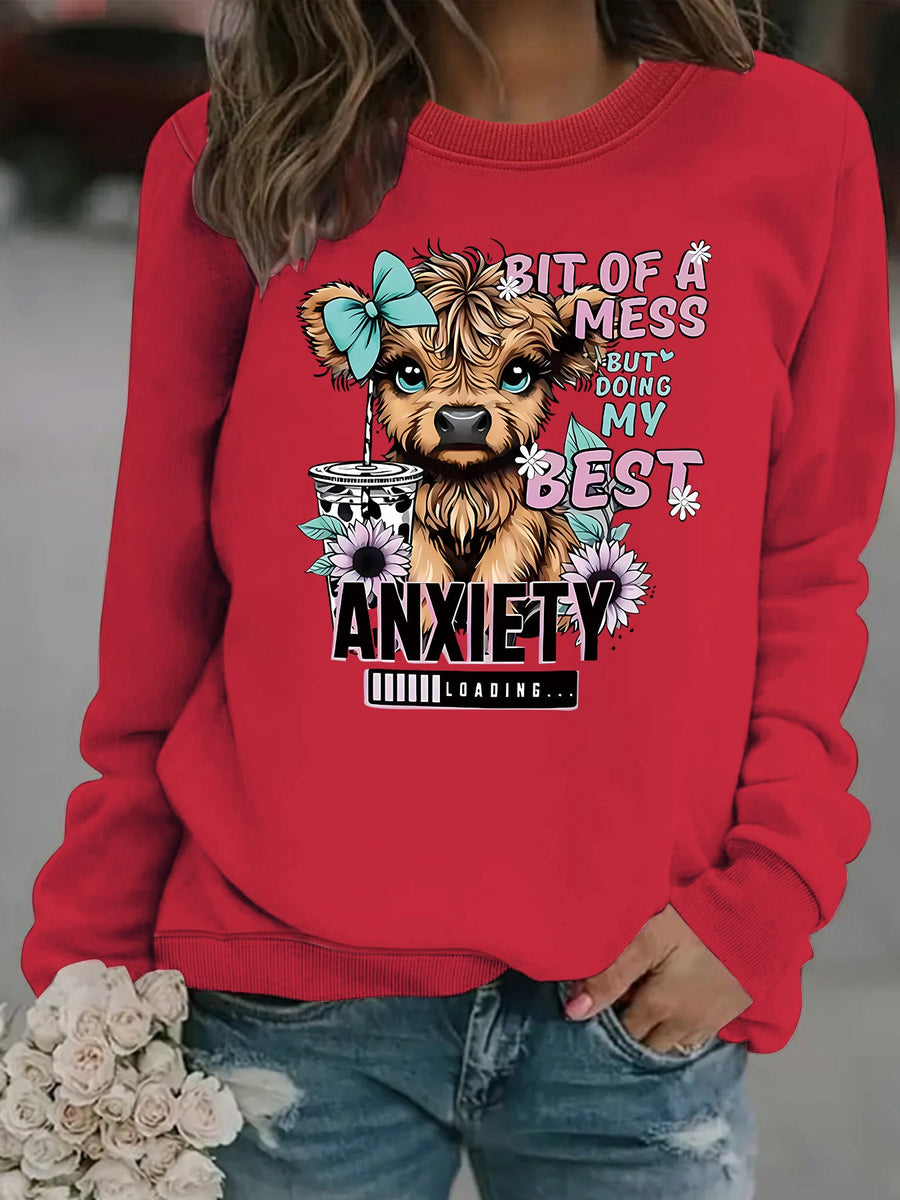 Damen Sweatshirt mit kreativem Hundedesign und inspirierendem Schriftzug