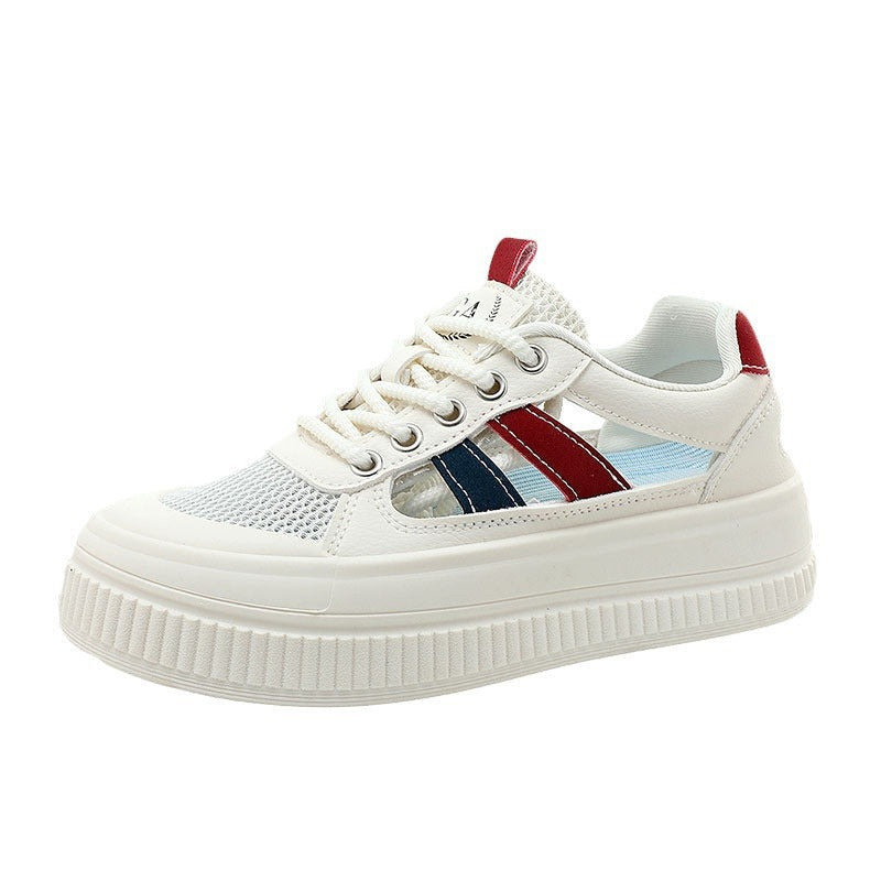 Damen Sportliche Plateau Sneakers mit atmungsaktiver Mesh-Konstruktion und rutschfester Laufsohle