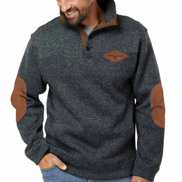 Herren vielseitiger Baumwollpullover mit strukturiertem Kragen Aliams