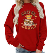 Damen Sweatshirt mit kreativem Kaffeebuch-Design