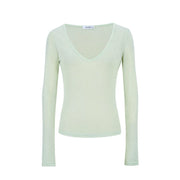 Leichtes Damen Langarm T-Shirt mit V-Ausschnitt und integrierten Cups