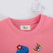 Mädchen Sweatshirt mit buntem Dinosaurier- und Blumenapplikationen Drune