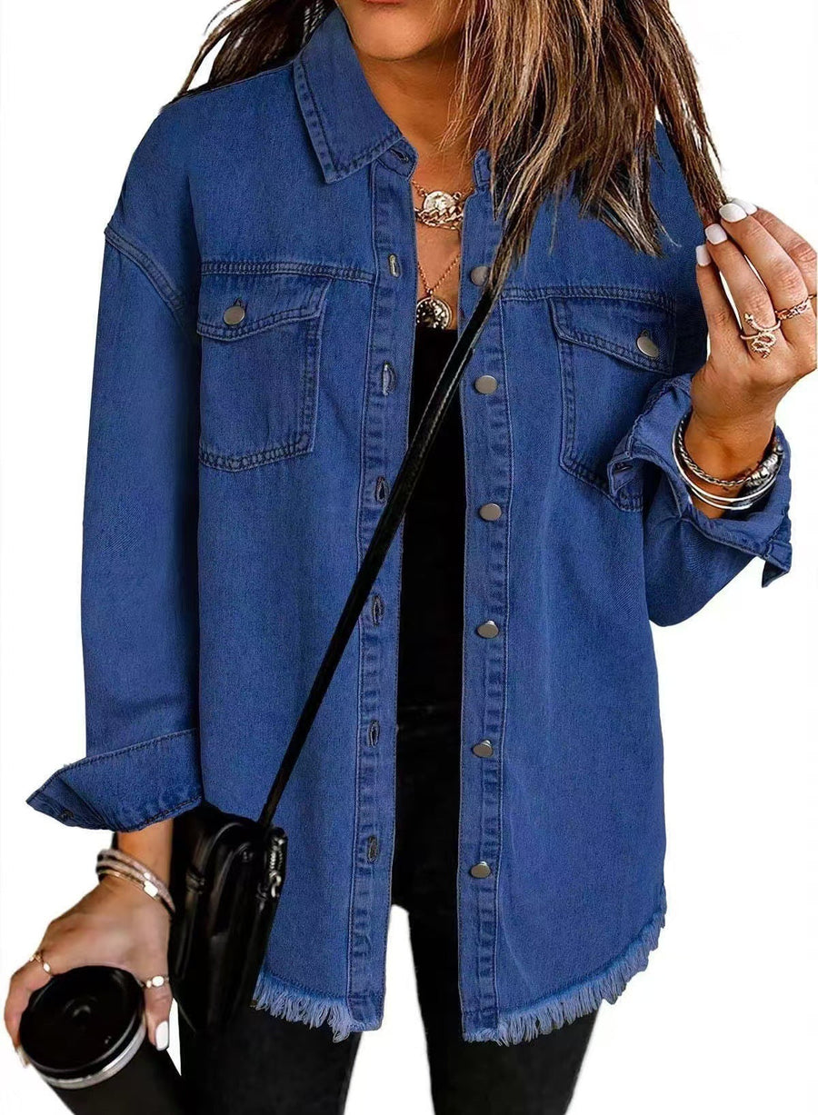 Jolien – LangärMelige Jeansjacke Mit Taschen