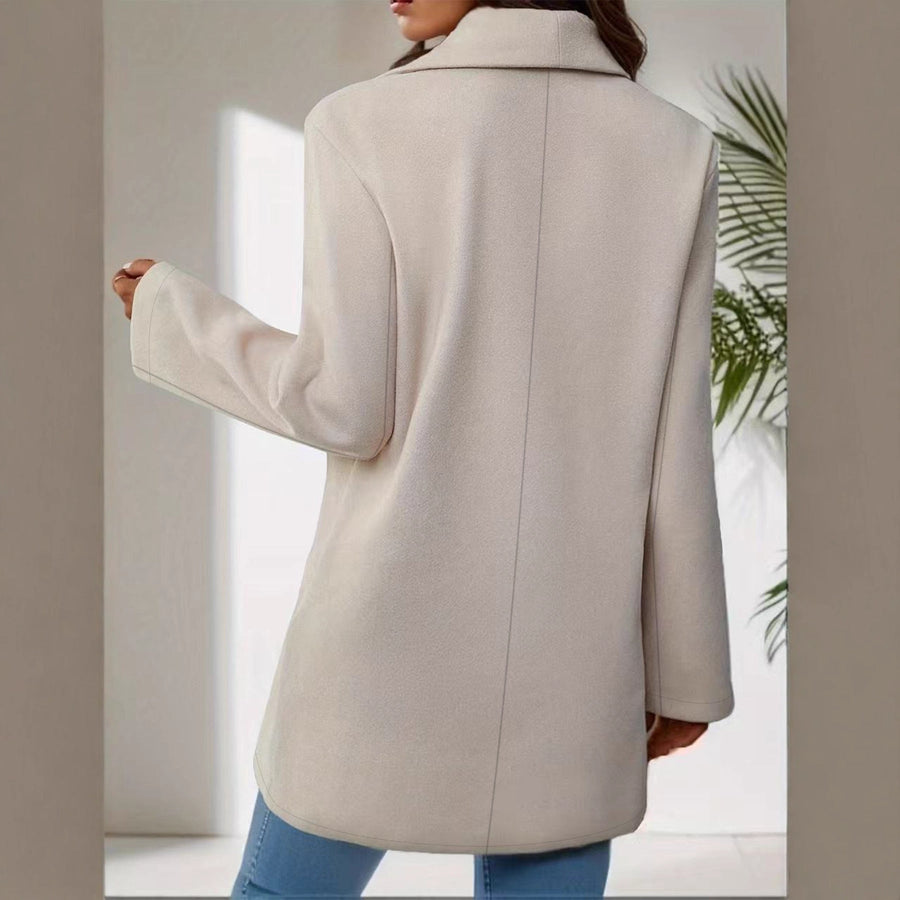 Damen moderne Übergangsjacke mit großem Revers und Knopfverschluss