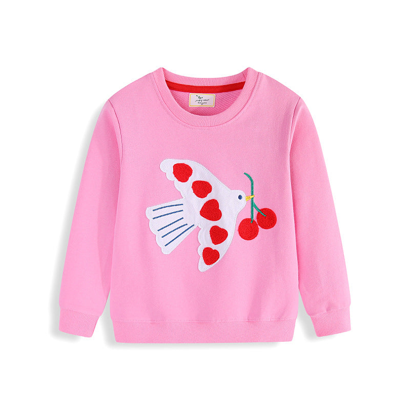 Mädchen Sweatshirt mit liebevollem Herz und Vogelmotiv Drune