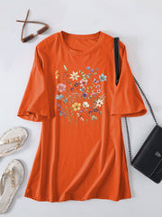 Damen lässiges Sommerblusenshirt mit floralem Druck
