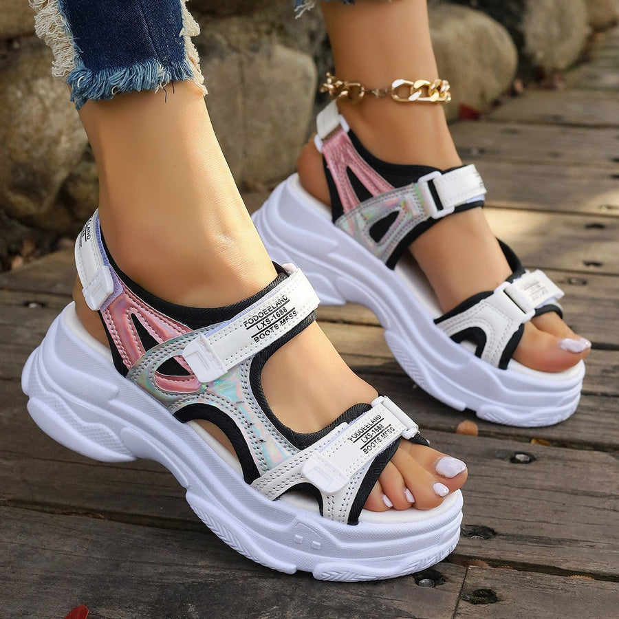 Damen Sportliche Sandalen mit verstellbaren Riemen und gepolstertem Fußbett Heidi-Mode
