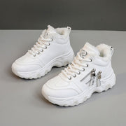 Damen gefütterte High-Top Sneakers mit modischem Design und praktischen Reißverschlussdetails