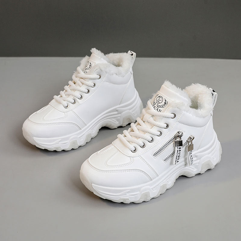 Damen gefütterte High-Top Sneakers mit modischem Design und praktischen Reißverschlussdetails
