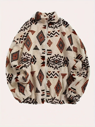 Damen Freizeitjacke mit asymmetrischem Muster und hohem Kragen