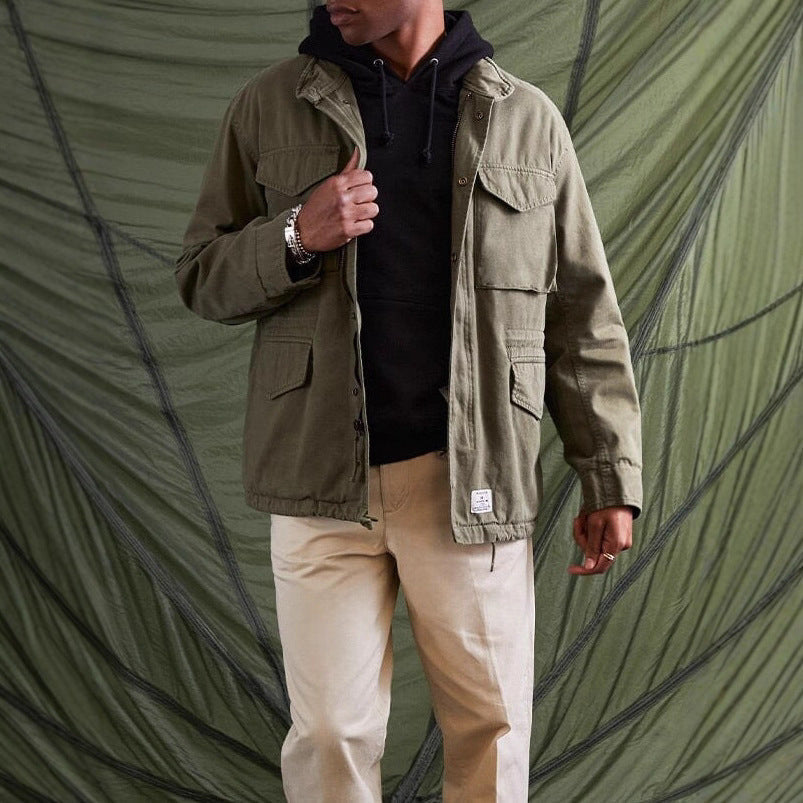 Herren funktionale Utility-Jacke mit mehreren Taschen und modernem Schnitt Aliams