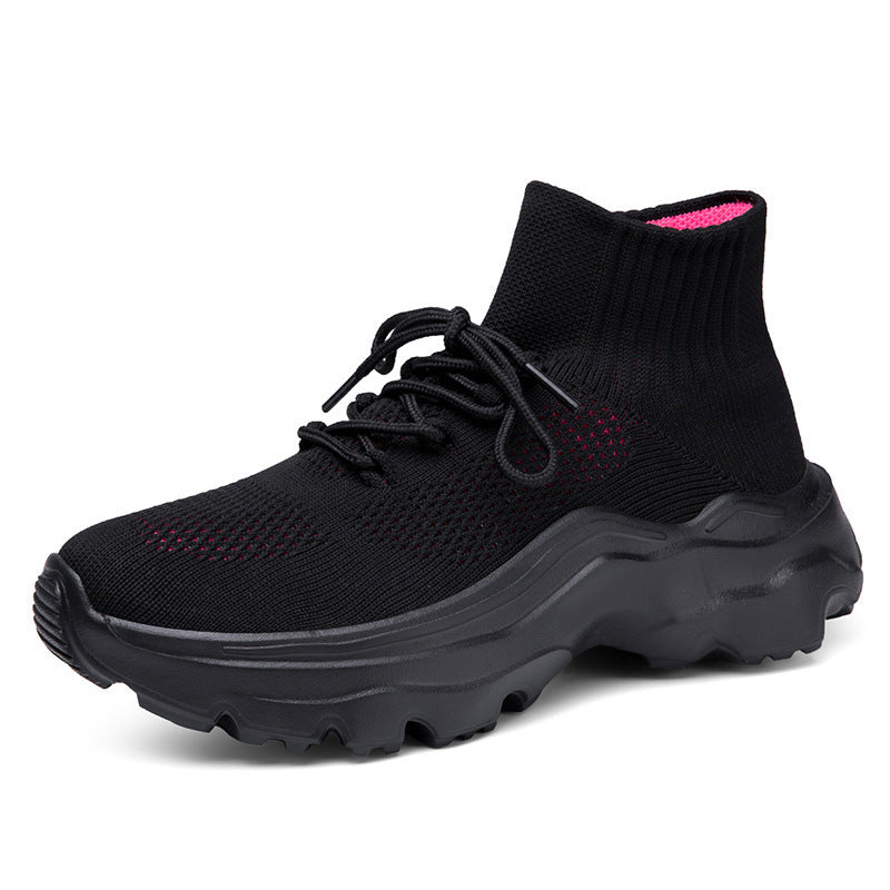 Damen Strick-Sneakers mit hohem Kragen und rutschfester Sohle