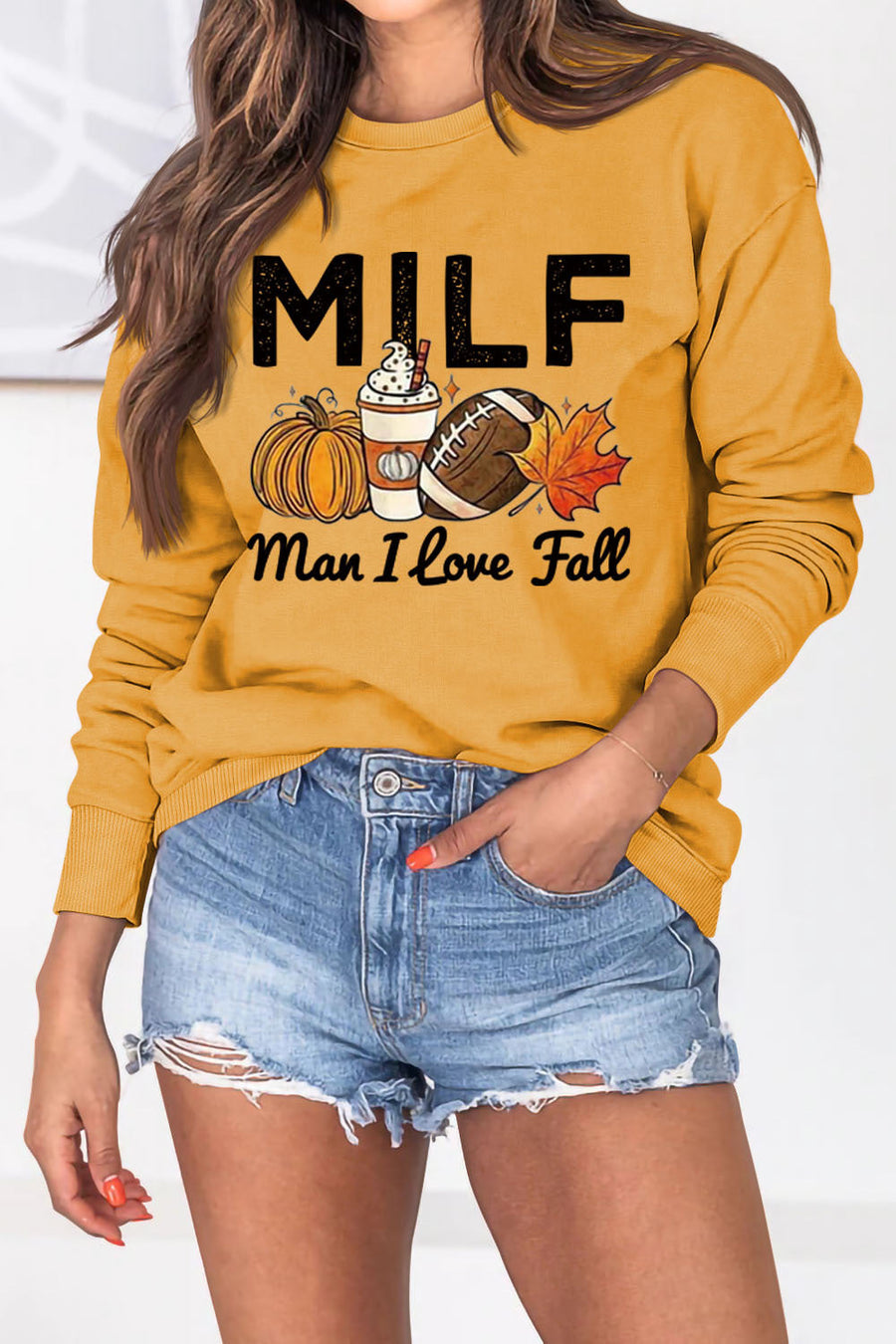 Damen Sweatshirt mit herbstlichem Essenzen-Motiv und inspirierendem Schriftzug