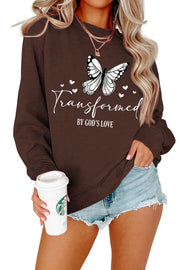 Damen Sweatshirt mit künstlerischem Schmetterlingsmotiv und inspirierendem Schriftzug