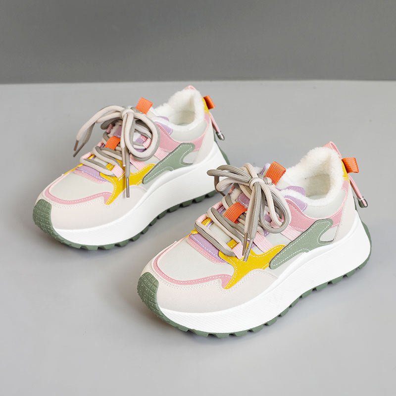 Damen modische High-Top Sneakers mit flauschigem Innenfutter und rutschfester Sohle