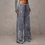 Damen extravagante Palazzohose mit Paillettenbesatz
