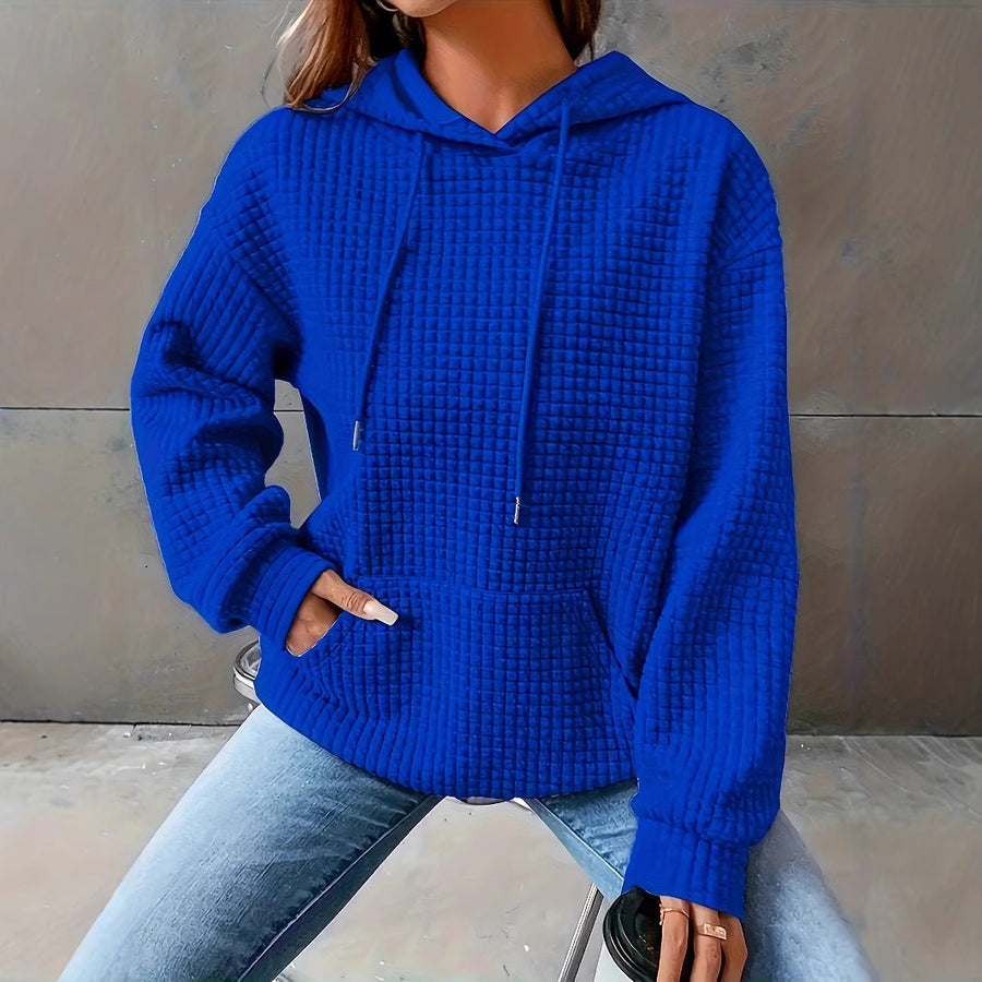 Damen Kapuzenpullover im strukturierten Waffelmuster mit seitlichen Eingrifftaschen
