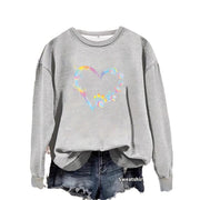 Damen Sweatshirt mit floralem Herzdesign und bequemer Passform
