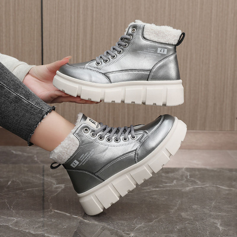 Damen High-Top Winterstiefel mit isolierendem Kunstfellfutter und rutschfester Sohle