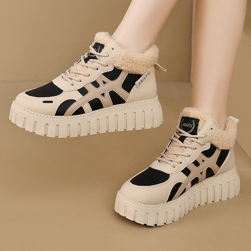 Damen High-Top Sneakers mit flauschigem Innenfutter