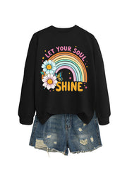 Damen Sweatshirt mit buntem Farbverlauf und floralem Grafikdesign