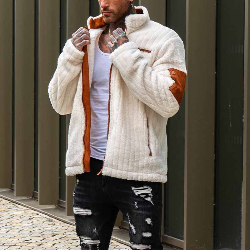 Herren Kuschelige Fleecejacke mit Kontrastelementen Aliams