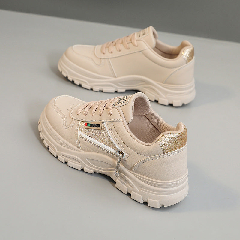 Damen sportliche Sneaker mit modischem Reißverschluss und stoßdämpfender Sohle