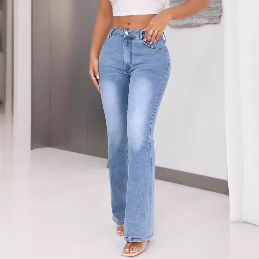 Damen Bootcut Jeans mit hohem Bund und ausgefallenem Design