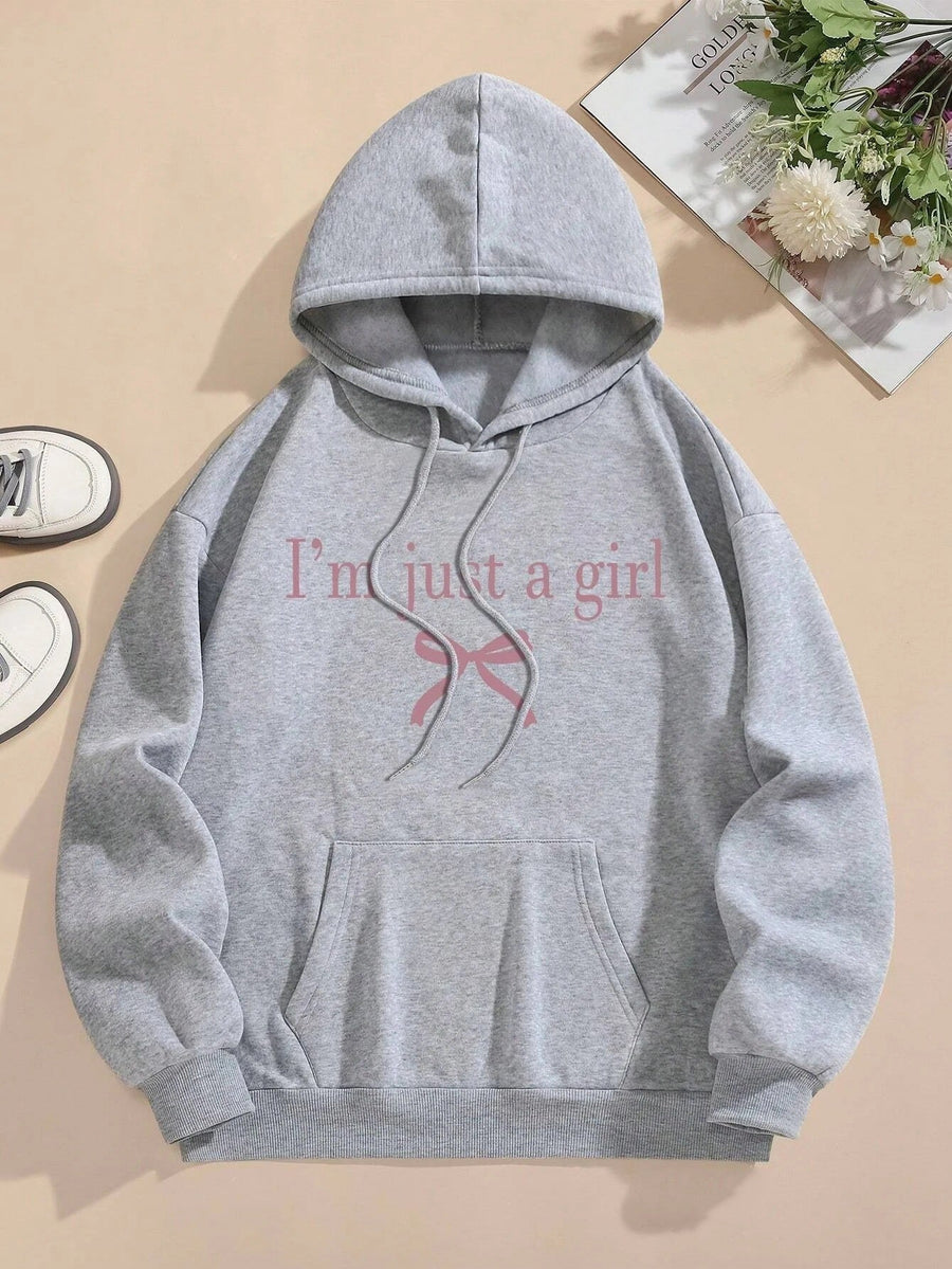 Damen Kapuzenpullover mit modernem Spruch und klassischem Schnitt