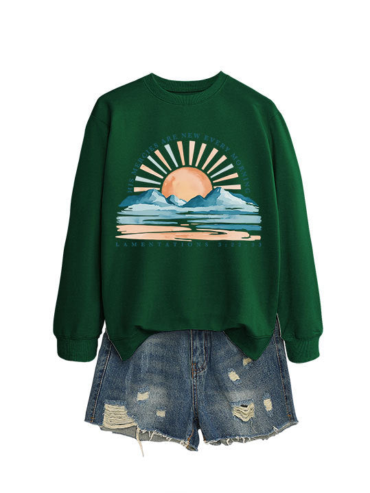 Damen Sweatshirt mit inspirierendem Sonnenaufgangsdesign und lässigem Schnitt