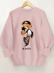 Damen Sweatshirt mit künstlerischem Bärendesign und lässigem Schnitt