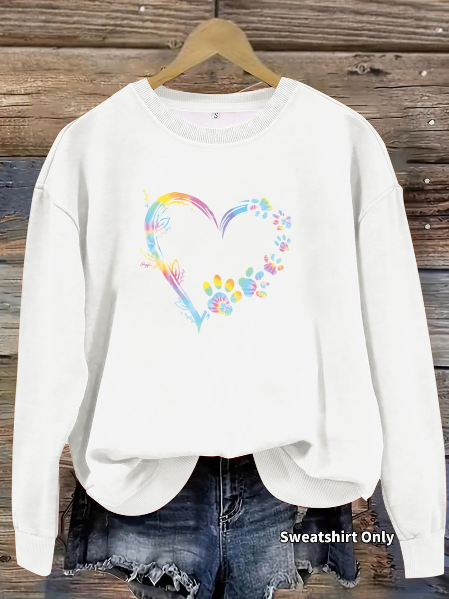 Damen Sweatshirt mit floralem Herzdesign und bequemer Passform