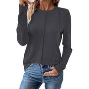 Damen lässiges Longsleeve-Oberteil mit strukturiertem Design und raffinierten Nähten