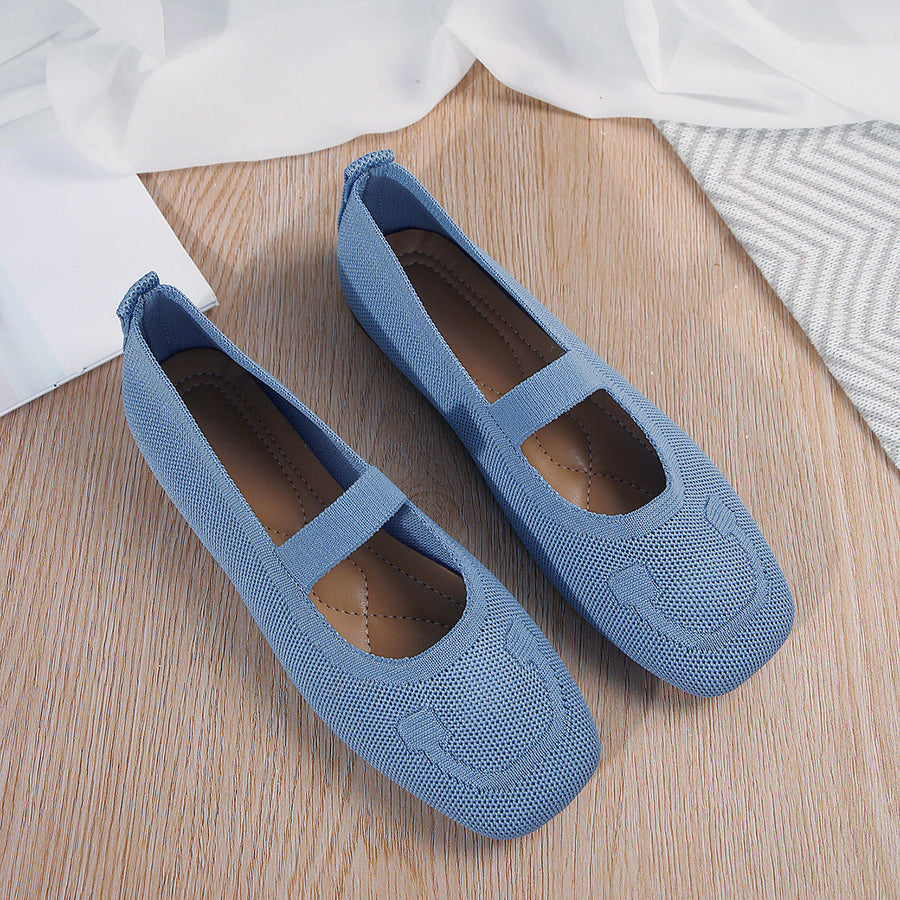 Damen atmungsaktive Ballerinas mit flexiblem Gummi-Obermaterial und verstellbarem Riemen Heidi-Mode