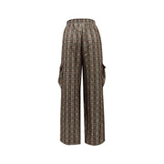 Damen Cargo-Hosen mit weitem Bein und modischem Karomuster