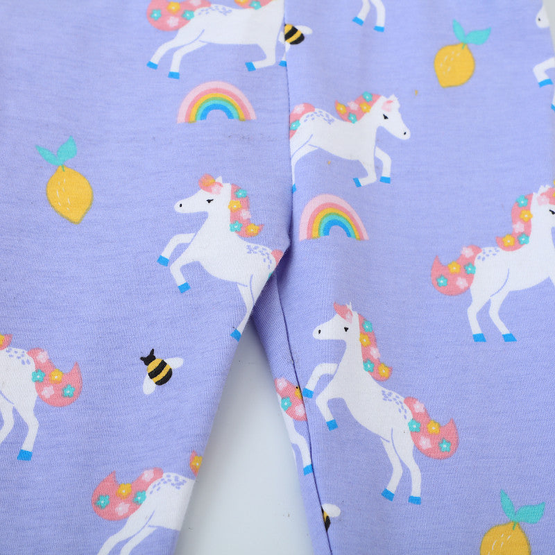 Mädchen Leggings mit fröhlichem Einhorn- und Obstmotiv Drune