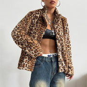 Damen elegante Leopardenmuster Blazerjacke