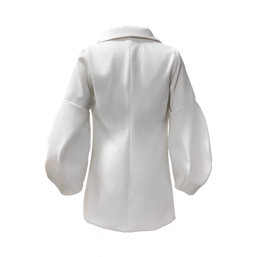 Damen eleganter Doppelreihiger Blazer-Kleid mit voluminösen Ärmeln