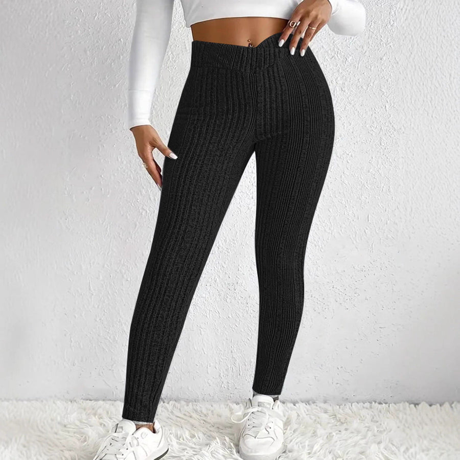 Damen figurbetonte Leggings mit stylish Streifenmuster