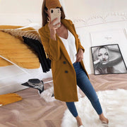 Damen eleganter und warmer Longblazer mit doppelter Knopfleiste