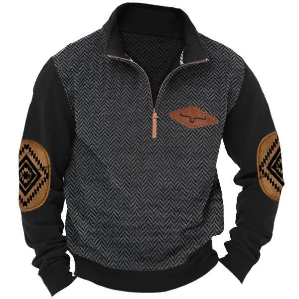 Herren vielseitiger Baumwollpullover mit strukturiertem Kragen Aliams