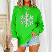 Damen Sweatshirt mit funkelndem Schneeflockenmotiv und lässigem Schnitt