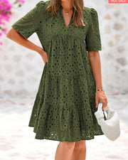 Damen Sommerkleid mit luftigen Lochmuster von Heidi-Mode
