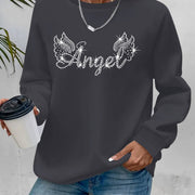 Damen Sweatshirt mit glitzerndem Aufdruck und lässigem Schnitt